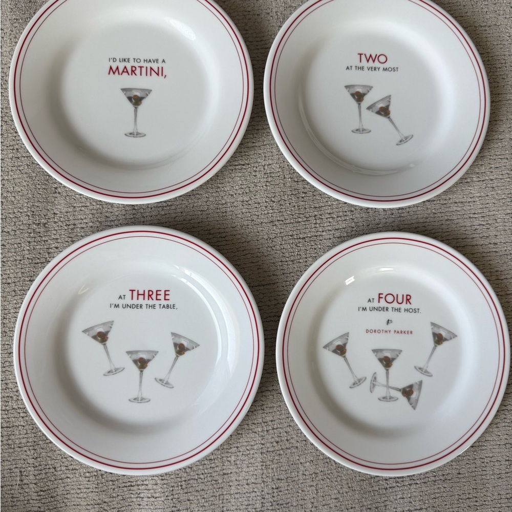 Restoration Hardware Appetizer Plates with Dorothy Parker Quotes